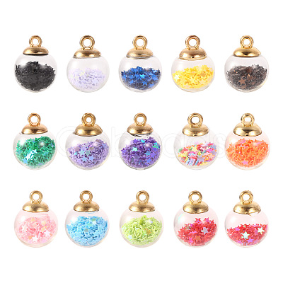 45Pcs 15 Colors Glass Ball Pendants GLAA-YW0001-17-1
