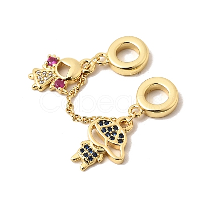 Brass Micro Pave Colorful Cubic Zirconia European Dangle Charms KK-A296-40G-1