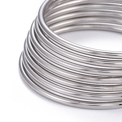 7Pcs 201 Stainless Steel Plain Bangle Sets Hand Polished for Women BJEW-L664-022A-P02-1