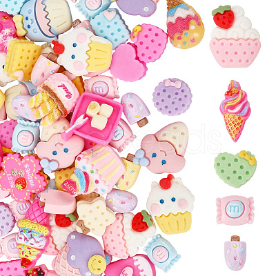 100Pcs 5 Styles Opaque Resin Decoden Cabochons CRES-SP0001-05-1