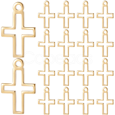 100Pcs Brass Tiny Cross Charms KK-BBC0024-59G-1