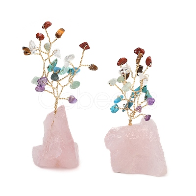 Natural Mixed Gemstone Chips Tree of Life Display Decorations AJEW-JD00015-03-1