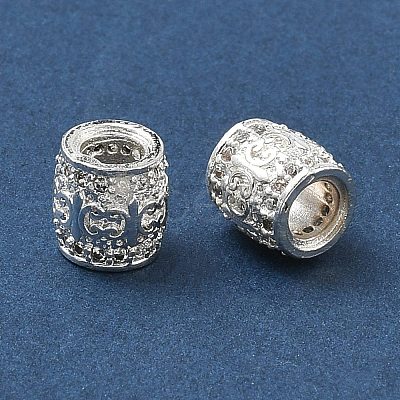 Rack Plating Brass Micro Pave Clear Cubic Zirconia European Beads KK-L215-301S-1
