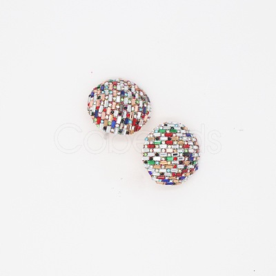 Alloy Rhinestone Half Round Stud Earrings FS-WGCEA49-12-1