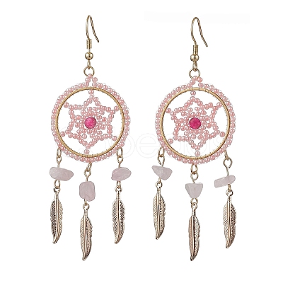 304 Stainless Steel with Glass Dangle with Natural Agate Stud Earring EJEW-MZ00185-01-1
