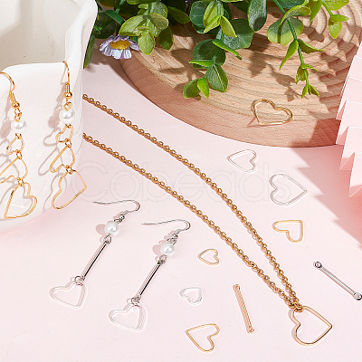 80Pcs 8 Style Brass Heart Linking Rings & Bar Links Connectors DIY-CN0002-09-1