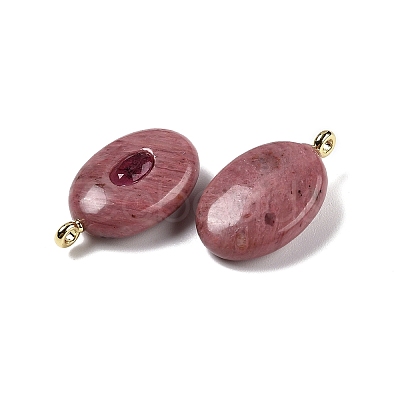 Natural Rhodonite & Cubic Zirconia Pendants X-G-Z076-01G-06-1