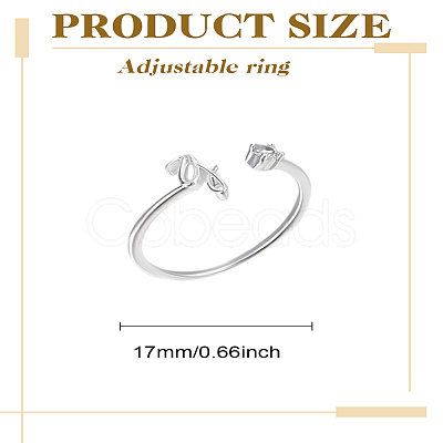 1Pc Letter Brass Rhinestone Open Cuff Rings for Women AJEW-LP0004-47Y-S-1