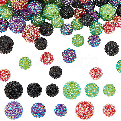 88Pcs 11 Style Resin Rhinestone Beads RESI-AR0001-40-1
