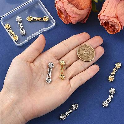 8Pcs 2 Colors Brass Micro Pave Clear Cubic Zirconia Fold Over Clasps KK-CJ0005-92-1