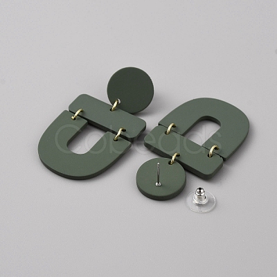 Acrylic Geometric Dangle Stud Earrings for Women EJEW-WH0013-65D-1