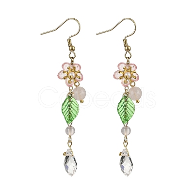 Amethyst/Green Aventurine/Lemon Jade/Synthetic Turquoise/Rose Quartz & Acrylic Dangle Earrings EJEW-JE06196-1