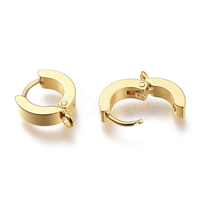 201 Stainless Steel Huggie Hoop Earrings Findings STAS-A167-01C-G-1