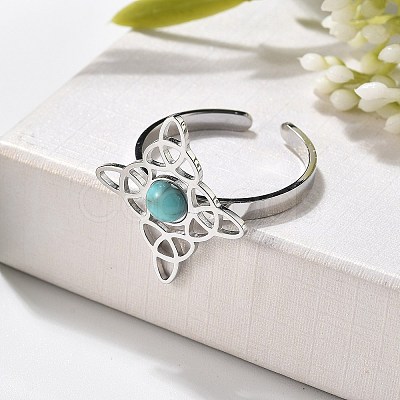 Synthetic Turquoise Finger Rings RJEW-I110-02P-01-1