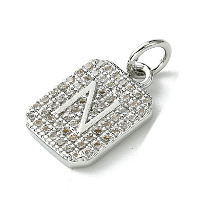 Rack Plating Brass Micro Pave Clear Cubic Zirconia Charms KK-G501-01N-P-1