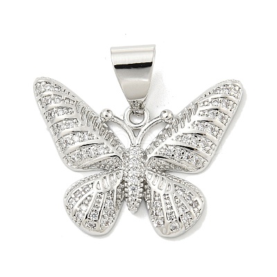 Brass Micro Pave Clear Cubic Zirconia Pendants ZIRC-P115-03P-1