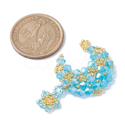 Imitation Austrian Crystal 5301 Glass & TOHO Round Seed Beaded Pendant PALLOY-MZ00179-05-1