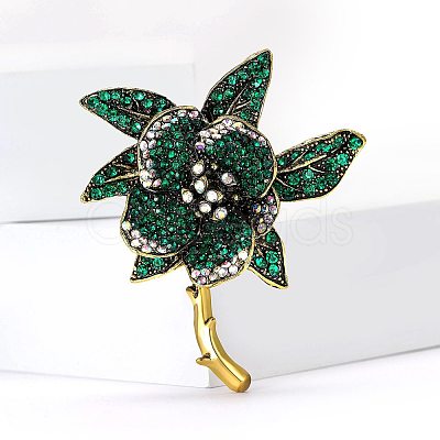 Flower Alloy Rhinestone Brooches for Backpack Clothes PW-WG76595-02-1