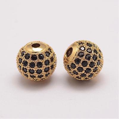 Brass Micro Pave Cubic Zirconia Beads ZIRC-E110-06G-1