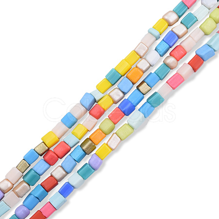Opaque Spray Painted Glass Bead Strands GLAA-N047-05B-1