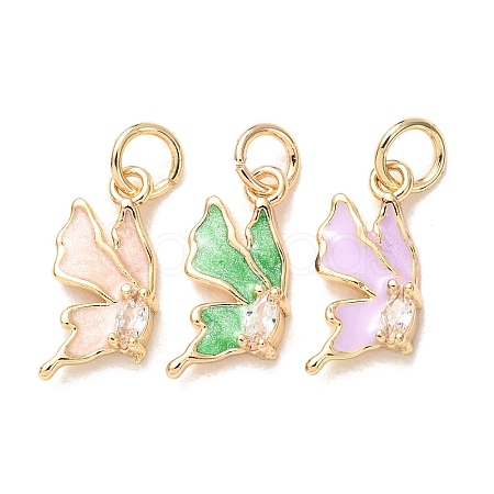 Brass Micro Pave Clear Cubic Zirconia with Enamel Charms CU-K002-50G-M-1