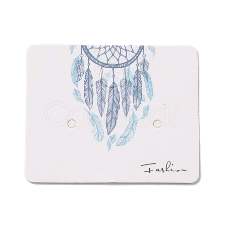 100Pcs Woven Web/Net with Feather Print Paper Jewelry Display Cards AJEW-Z021-01B-1