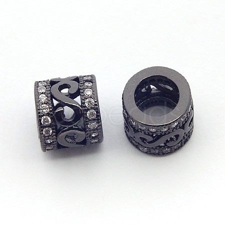 New Items Brass Micro Pave Cubic Zirconia European Beads ZIRC-L007-04B-1