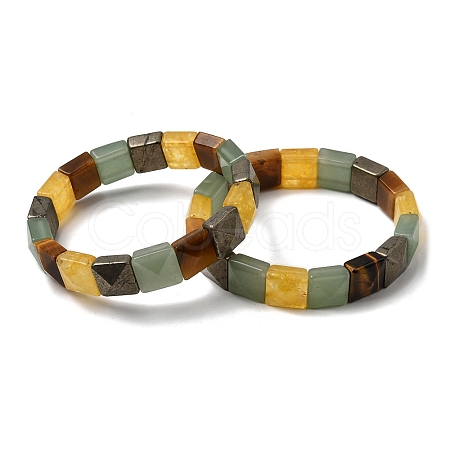 Natural Mixed Stone Beads Stretch Bracelets for Women Men BJEW-C097-06-03-1