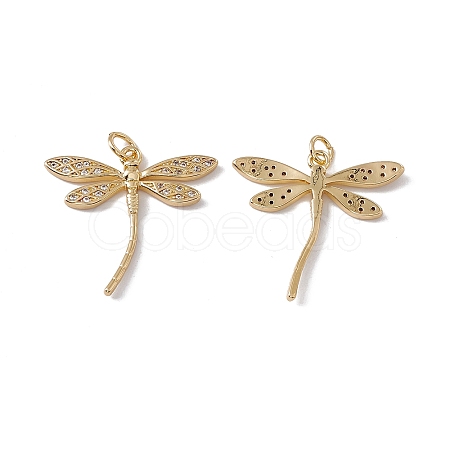 Brass Micro Pave Clear Cubic Zirconia Pendants KK-G439-29G-1