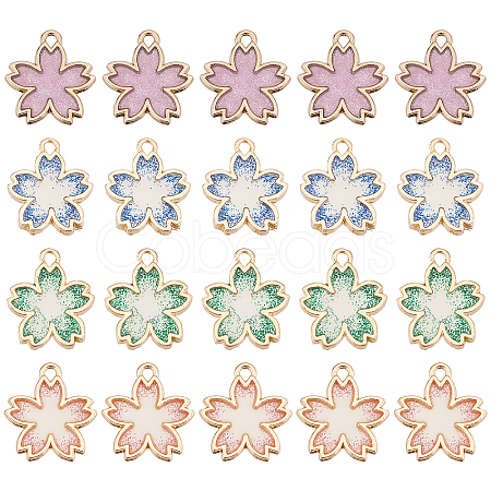40Pcs 4 Colors Rack Plating Alloy Epoxy Resin Pendants FIND-FH0004-57-1