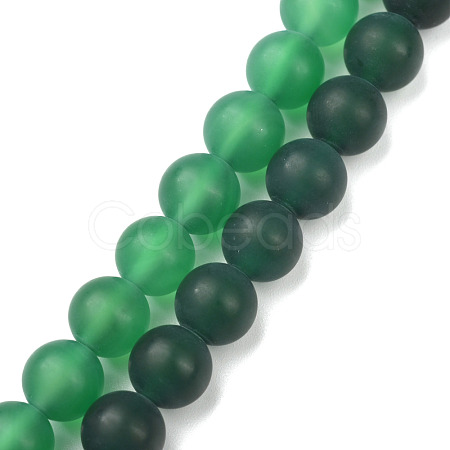 Natural Green Onyx Agate Beads Strands G-P001-16-1
