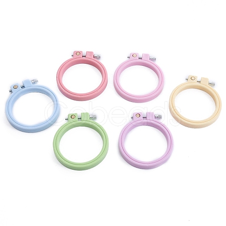 Adjustable ABS Plastic Flat Round Embroidery Hoops TOOL-PW0003-017-1