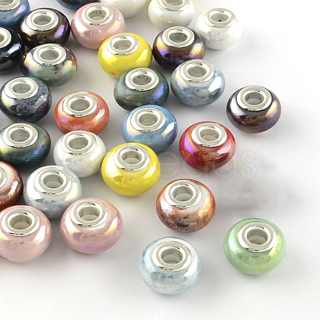 Rondelle AB-Color Handmade Porcelain European Beads PORC-R042-M3-1