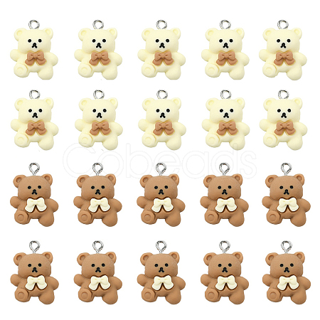 20Pcs 2 Colors Cartoon Resin Pendants RESI-YW0006-30-1