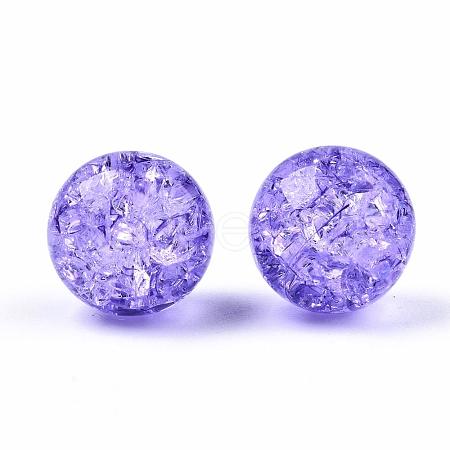 Transparent Crackle Acrylic Round Beads Strands CCG-R002-12mm-06-1