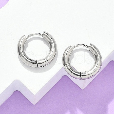 Tarnish Resistant 304 Stainless Steel Huggie Hoop Earrings X-EJEW-F111-16mm-P-1