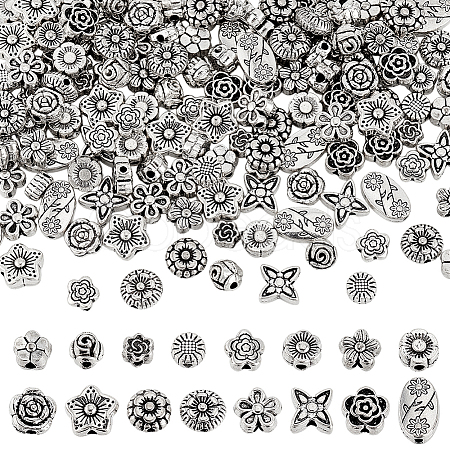 160Pcs 16 Styles Tibetan Style Alloy Beads FIND-GA0004-72-1