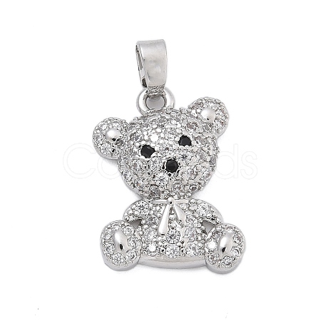 Brass Micro Pave Clear Cubic Zirconia Pendants KK-L234-01P-1