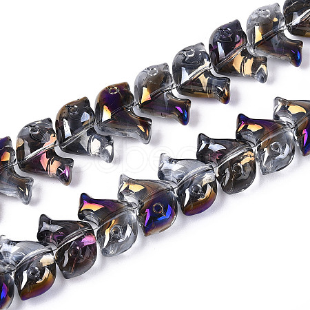 Electroplate Transparent Glass Beads Strands EGLA-N017-06-A05-1
