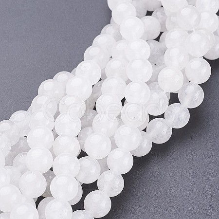 Natural White Jade Beads Strands GSR8mmC138-1