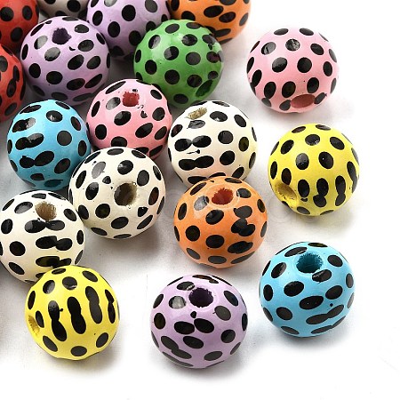 Printed Schima Wood Beads WOOD-L022-04B-02-1