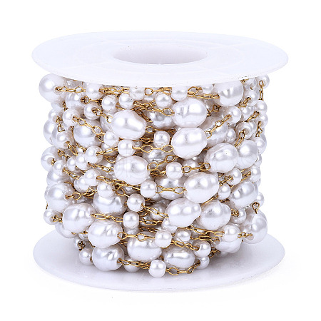 ABS Plastic Pearl Beaded Chains CHS-N003-15-1