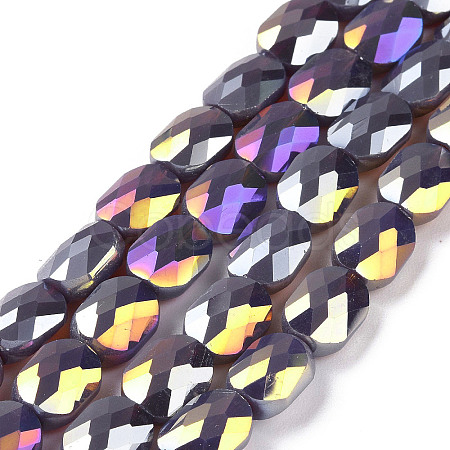 Faceted Electroplated Glass Beads Strands GLAA-G092-D02-1