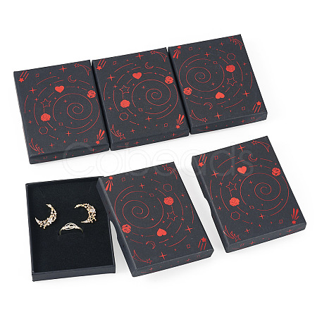 5Pcs Hot Stamping Planet Cardboard Jewelry Packaging Boxes CON-TA0001-44A-1