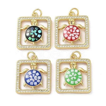 Brass Micro Pave Clear Cubic Zirconia Pendants KK-C045-19G-1