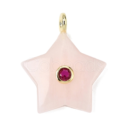 Natural Rose Quartz Pendants G-Z157-01G-08-1
