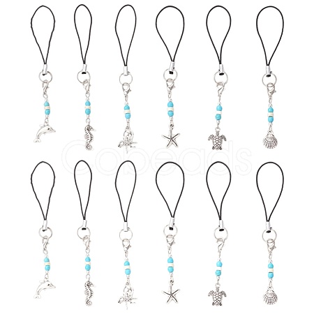 5 Bags Marine Theme Alloy Mobile Straps HJEW-CP0001-29-1
