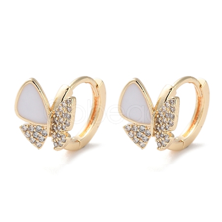 Brass Micro Pave Clear Cubic Zirconia Hoop Earrings EJEW-C121-09G-1