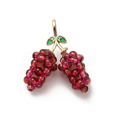Natural Garnet Round Beaded Grapes Pendants G-A273-01G-1
