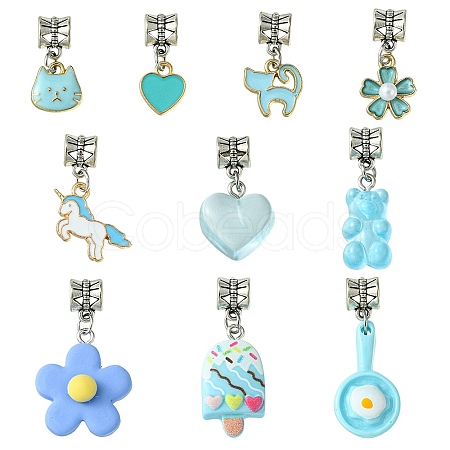 10Pcs 10 Styles Alloy Enamel & Resin European Dangle Charms PALLOY-FZ00006-1